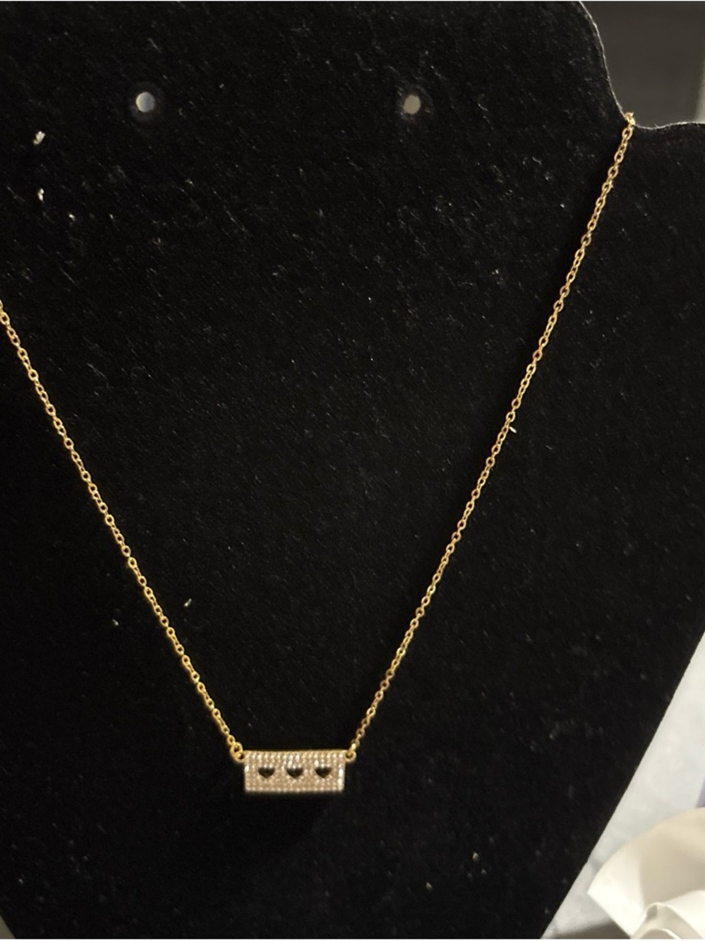 Delicate Gold Bar Necklace with Heart Cutouts